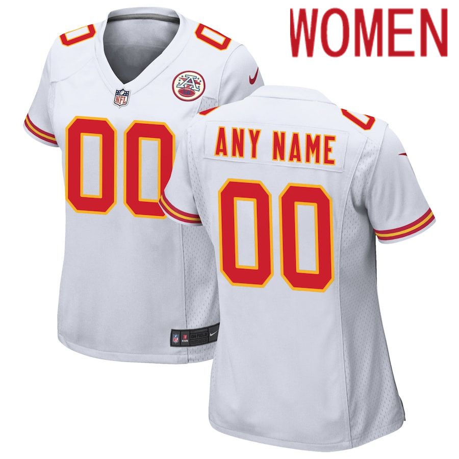 Women Kansas City Chiefs Nike White Custom Game NFL Jersey->customized nfl jersey->Custom Jersey